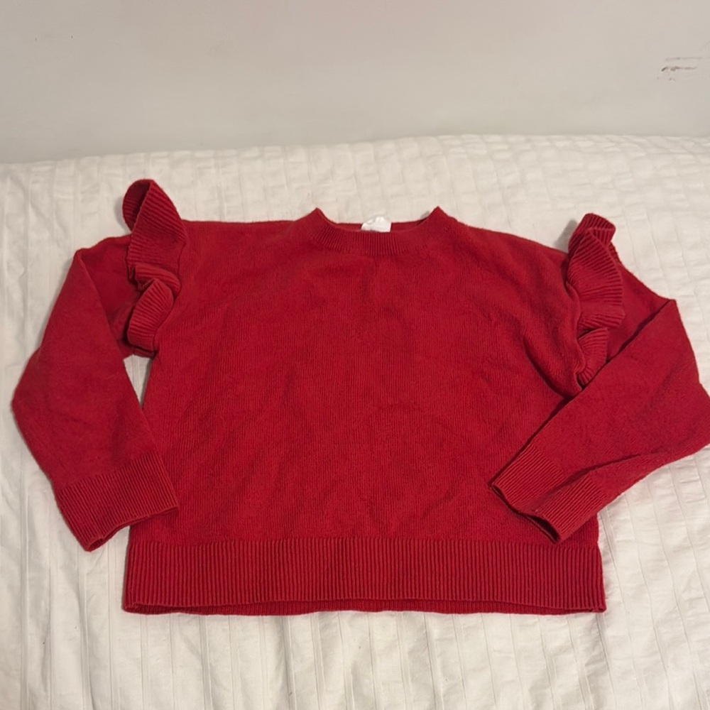 Girls 5T Red Ruffle Sleeve Sweater